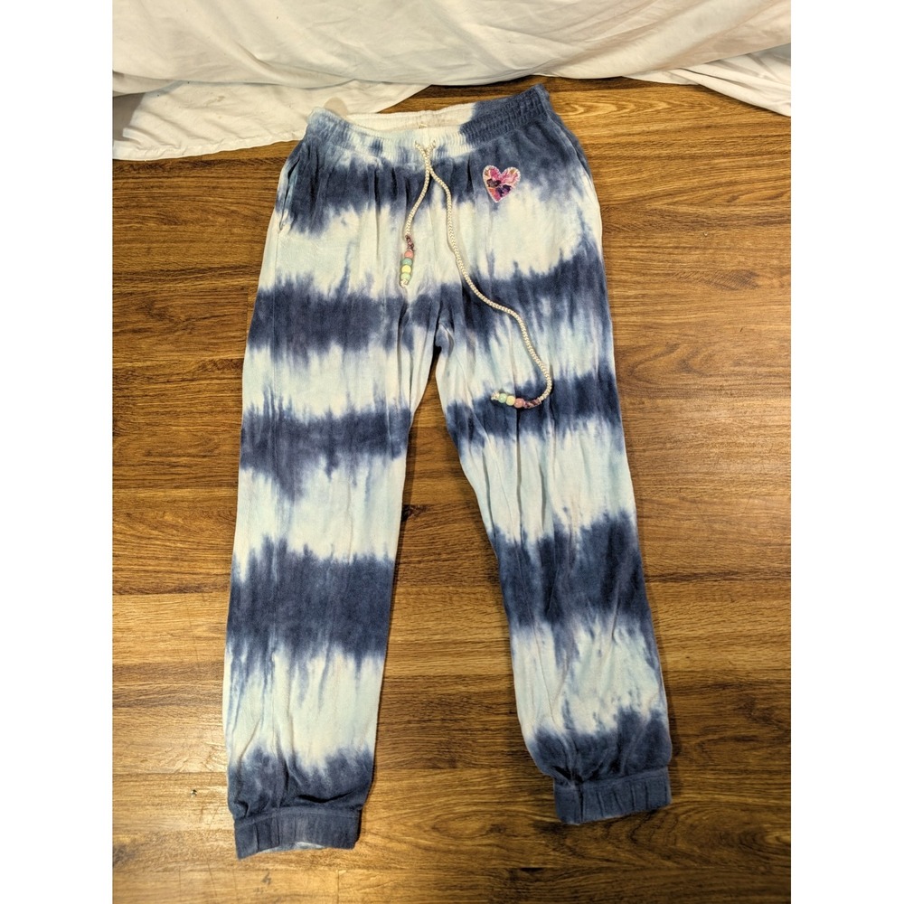 LoveShackFancy Joggers Pants Womens Size S Blue Tie Dye French Terry Lounge